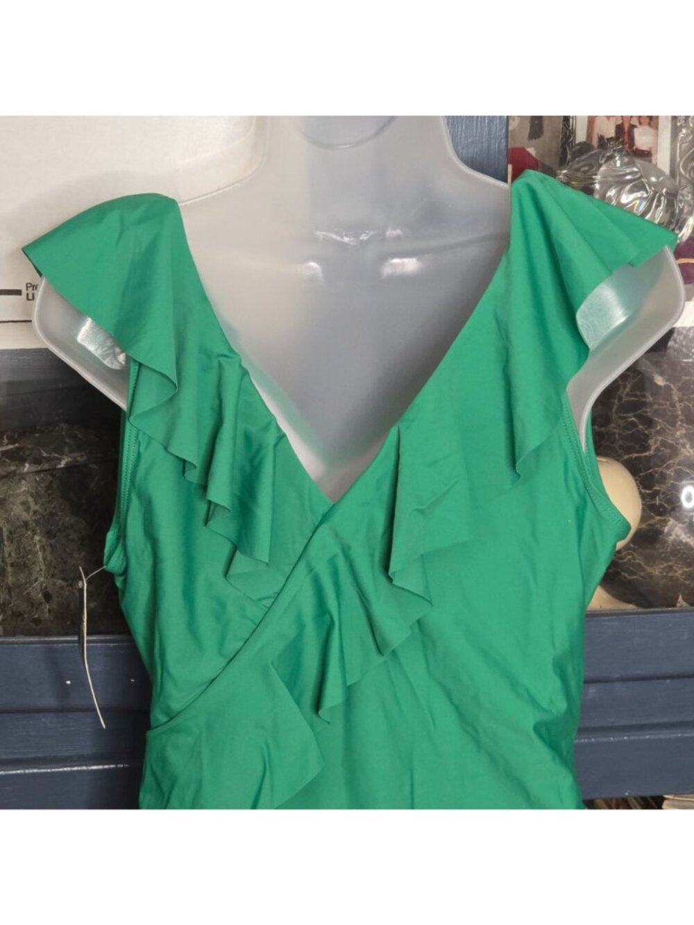 One Piece Swimwear XXL Green Ruffle Slimming Adjustable Built-in Bra Fast Drying - Picture 4 of 9
